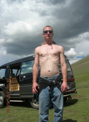 Leif daisy on belly button Mongolia 2005