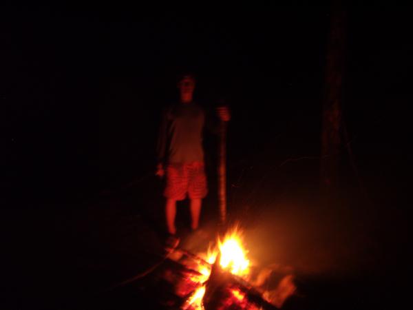 recent camping trip. Leif by the fire